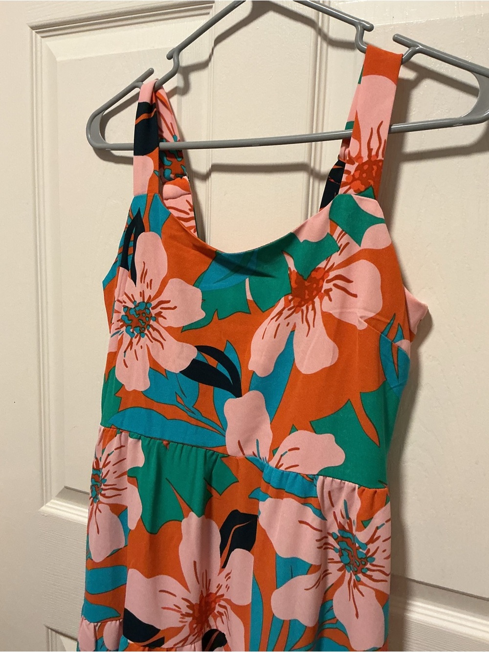PrettyGarden Floral Tiered Maxi Dress Medium  Tropical Smocked Back Pockets - Picture 4 of 12